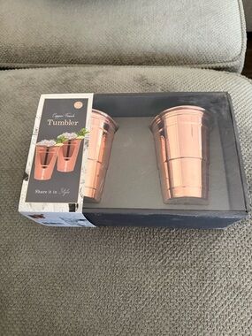 Copper-Toned Tumbler Set - Stylish Rose Copper Drinkware